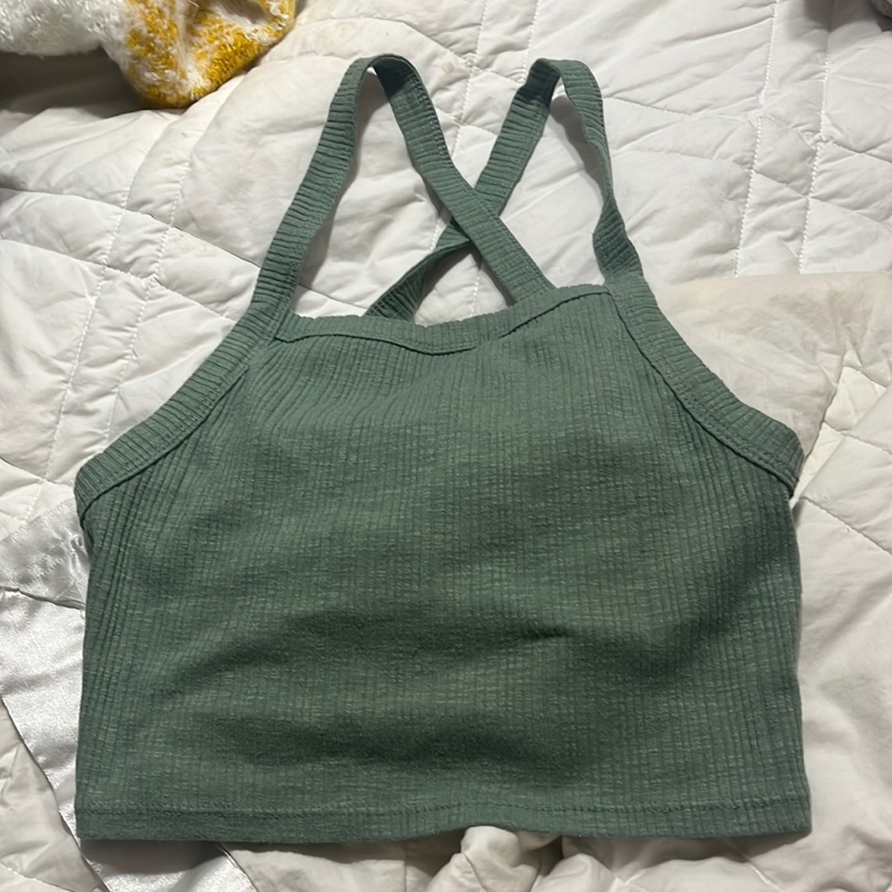 Green crop tank top, XS